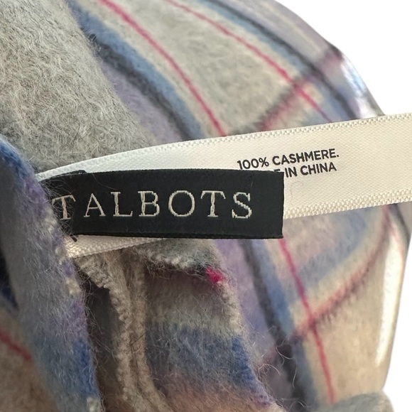 Talbots 100% Cashmere Scarf Gray Blue Pink Black - Picture 4 of 4